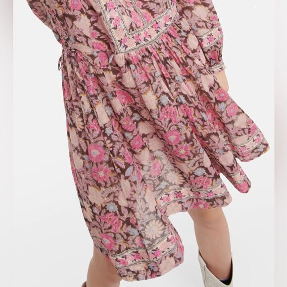 Isabel Marant Étoile Gilinesia Floral Cotton Peasant Minidress size 36/us size 4 - Picture 4 of 16